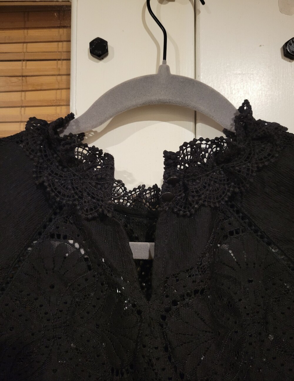 Sezane Black Bianca Lace Eyelet Blouse - Picture 3 of 11